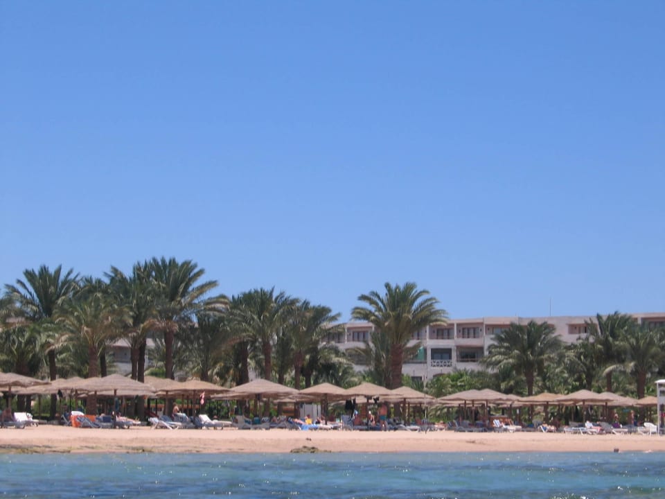 Blick vom Meer auf Strand und Hotel Fort Arabesque Resort, Spa & Villas