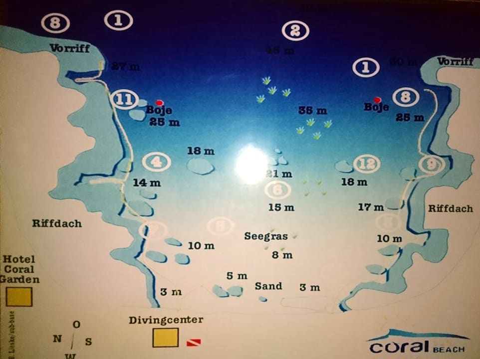 Karte zum Schnorcheln und Tauchen der Gassous Bay Coral Sun Beach