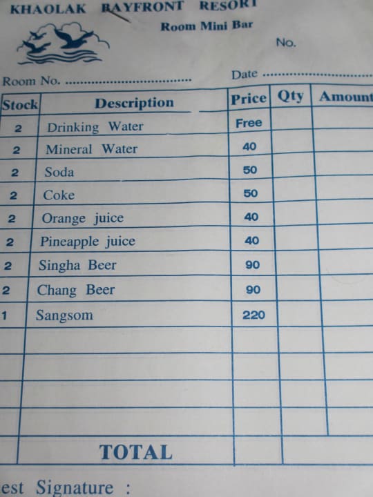 Preise Minibar Khao Lak Bayfront Resort