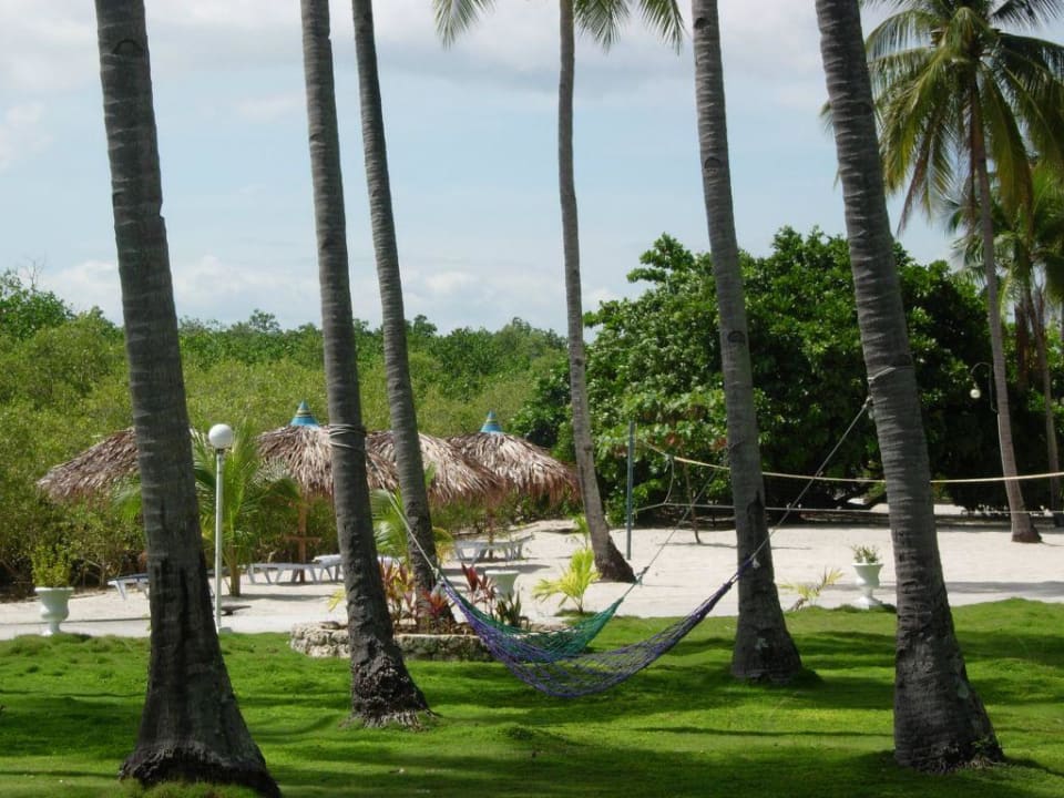 Blick auf Ruhezonen und Volleyballfeld Hotel Whispering Palms Island Resort