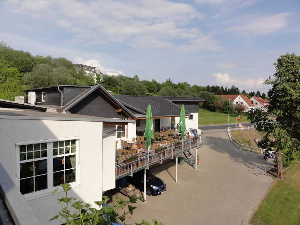 Ausblick auf Hotelterrasse Landgasthof-Hotel Zur scharfen Ecke