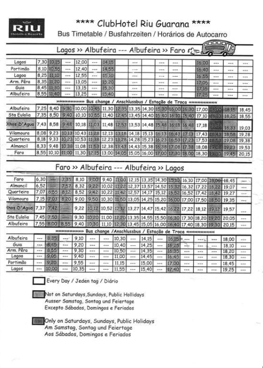Busfahrplan 3HB Guaraná - All Inclusive