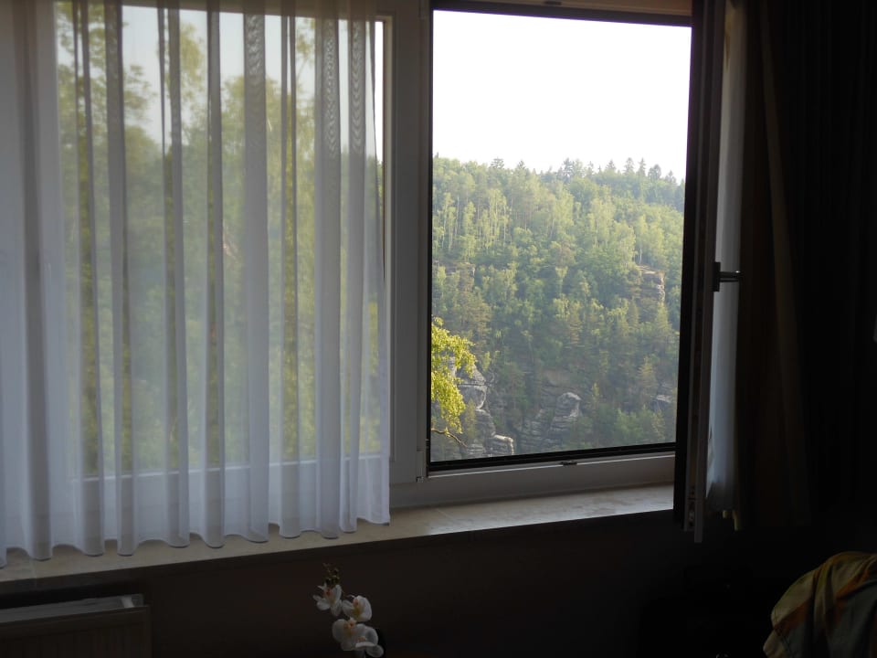 Blick auf die Felsen Berghotel Bastei