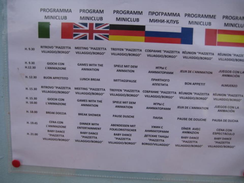 Animationsplan Arbatax Park Resort - Telis