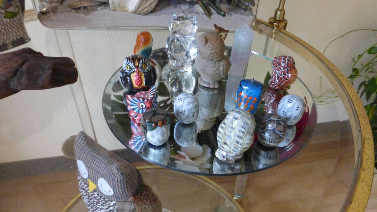 Schon im Eingangsbereich Begrüßung durch die Eulen Dünenhotel Eulenhof