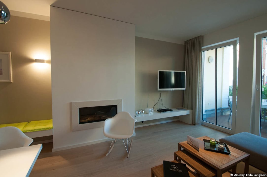 Wohnzimmer/Küche und Essbereich Ferienwohnungen Dünenpalais Ahlbeck