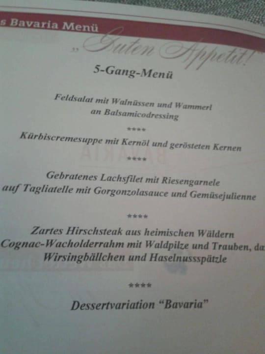 Menü Karte Familotel Bavaria