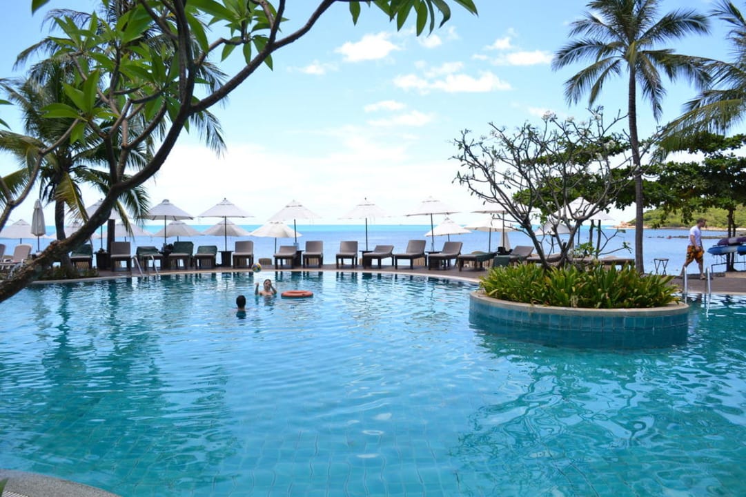 Blick auf die Poolanlage Nora Beach Resort & Spa