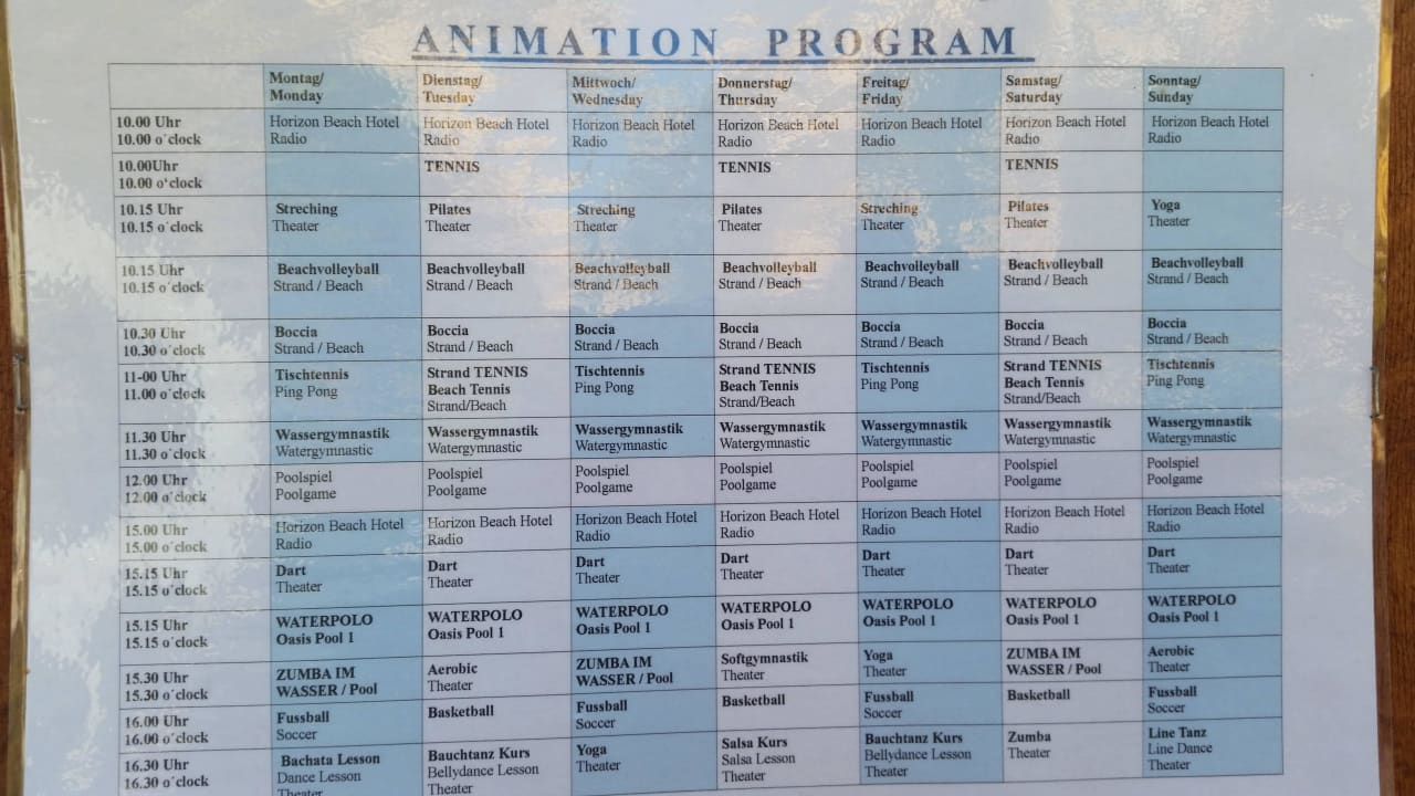 Animationsprogramm nicht genutzt Hotel Horizon Beach Resort