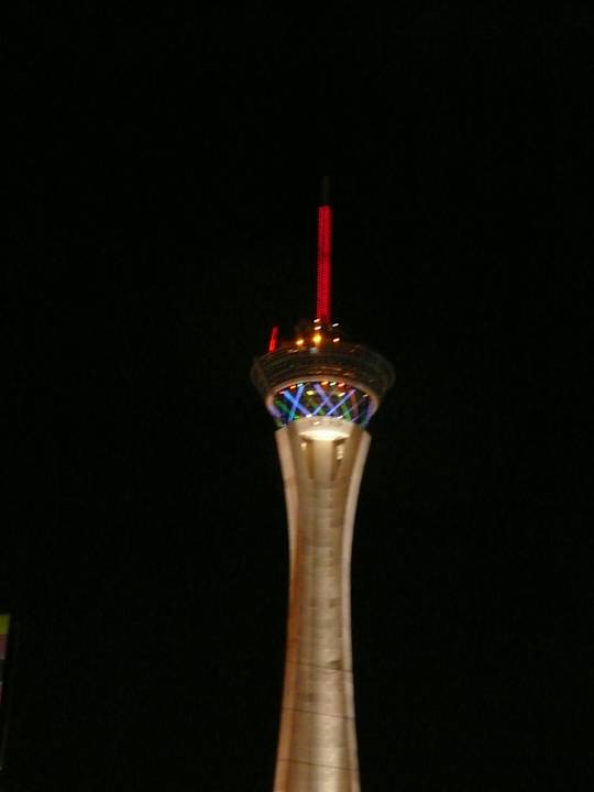 Tower by night The STRAT Hotel, Casino and SkyPod