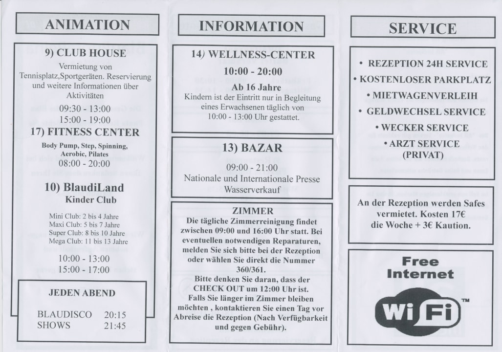 Flyer Öffnungszeiten blau punta reina