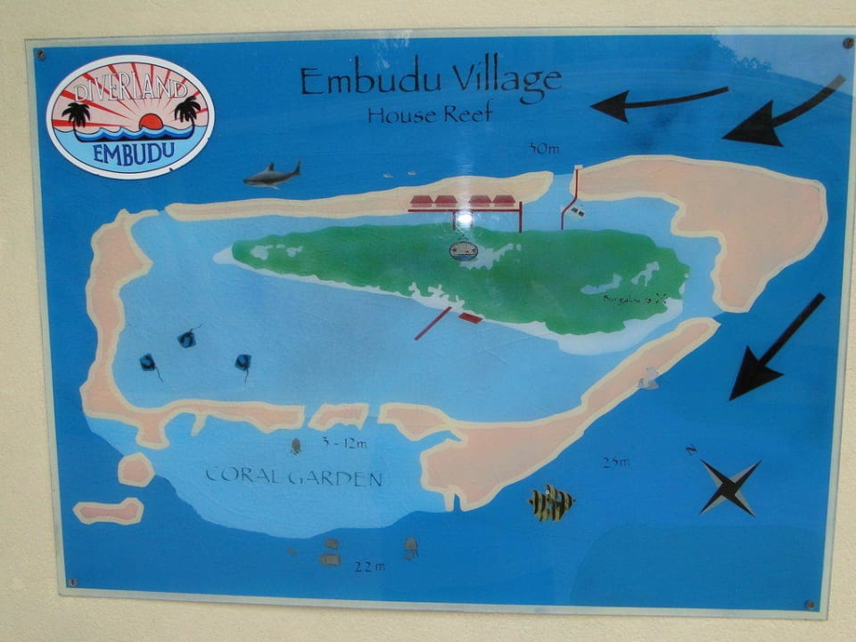 Strömungsplan an der Tauchschule Embudu Village