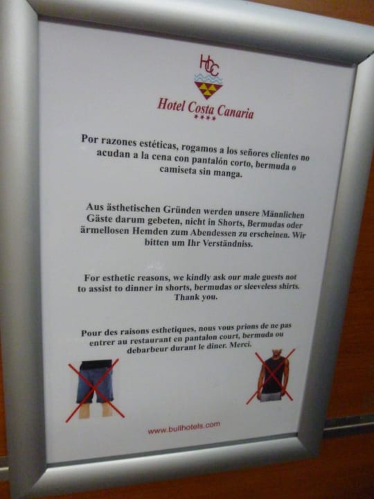 Lange Hose Pflicht für Männer Bull Costa Canaria & Spa - Adults only