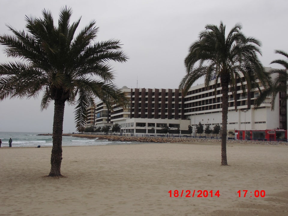 Das Hotel vom Strand aus Hotel Meliá Alicante