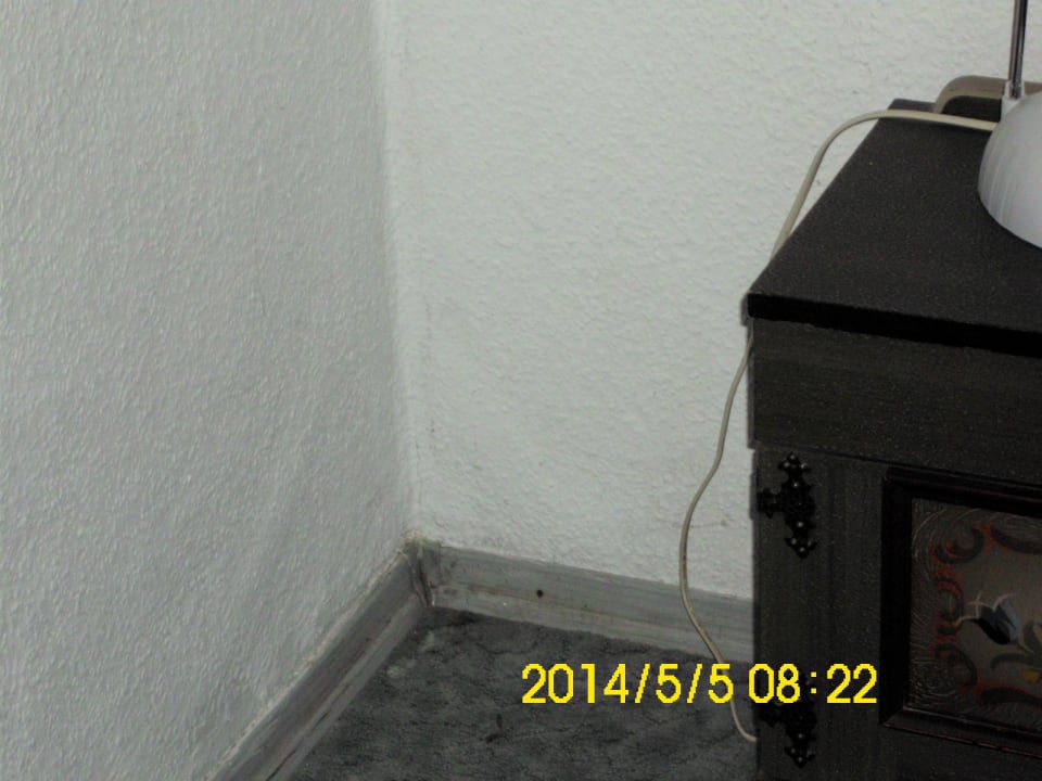 Schlafzimmer lose Tapete und leichter Schimmel Burghotel Am Hohen Bogen