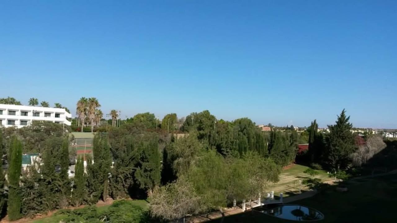 Aussicht vom Balkon des Zimmers Asterias Beach