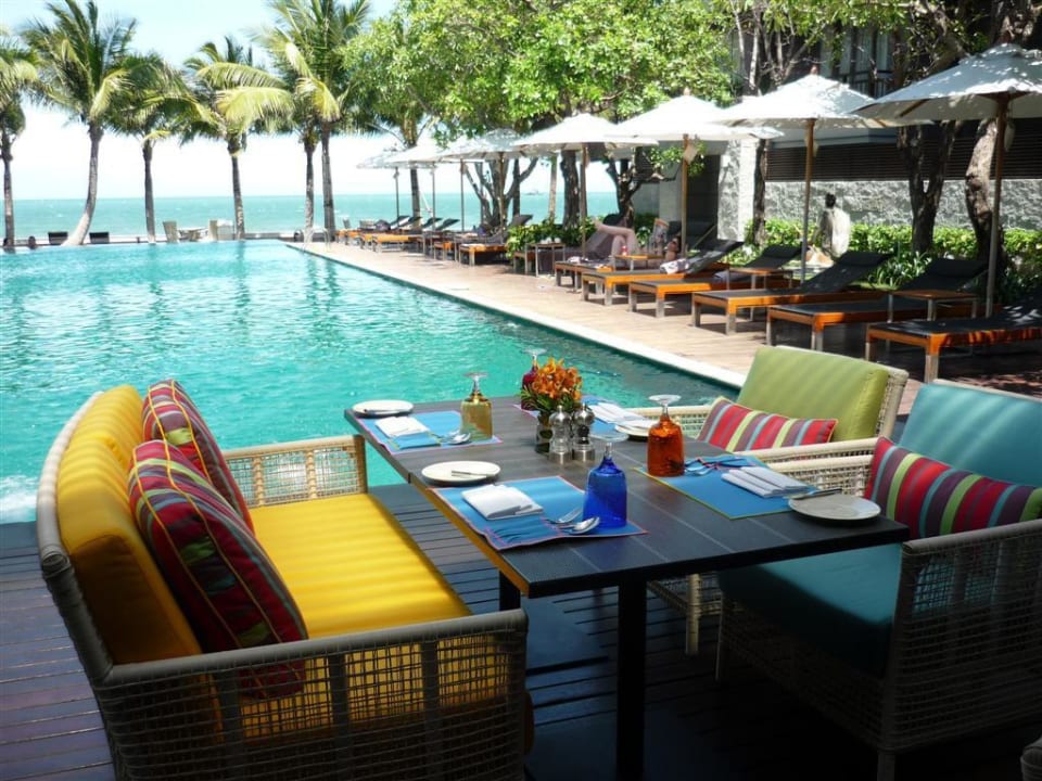 Blick vom Poolrestaurant zum Pool Hotel Rest Detail Hua Hin