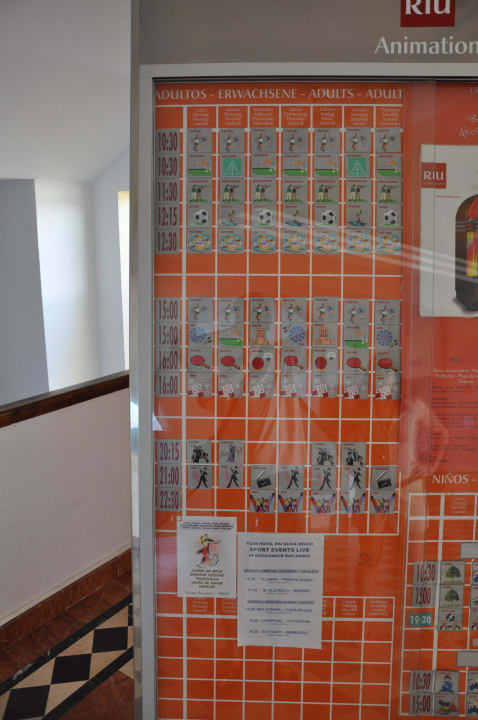 Terminarz animacyjny Hotel Riu Oliva Beach Resort