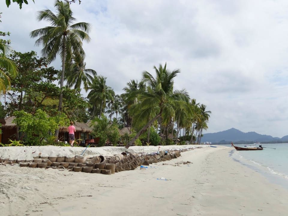 Strand-Erosion auf der Ankunftsseite Koh Mook Sivalai Beach Resort