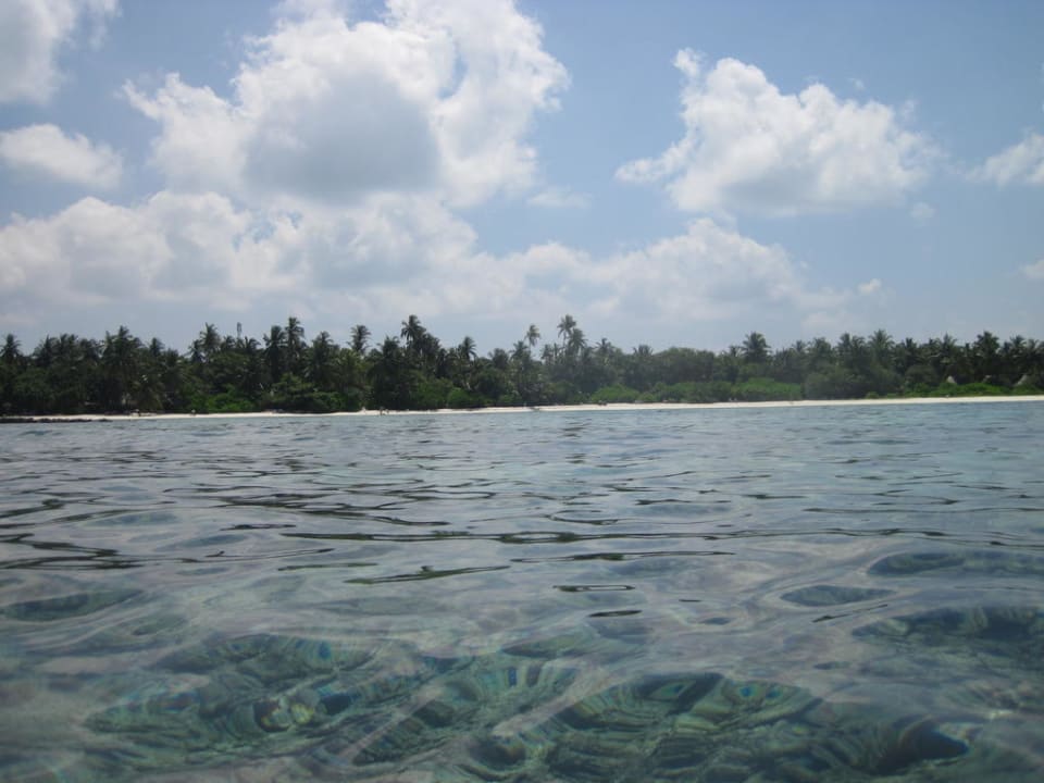 Nordseite Höhe Bungalow 410 vom Wasser aus Kuredu Island Resort & Spa