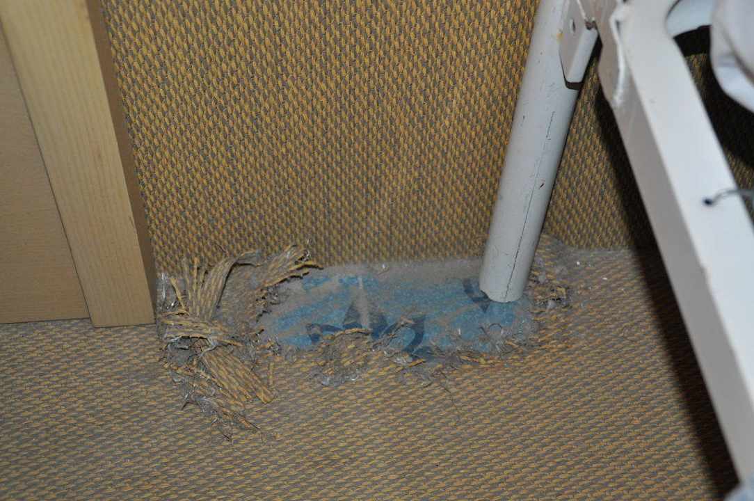 Schmutziger und defekter Fußbodenbelag Hotel Marina Club