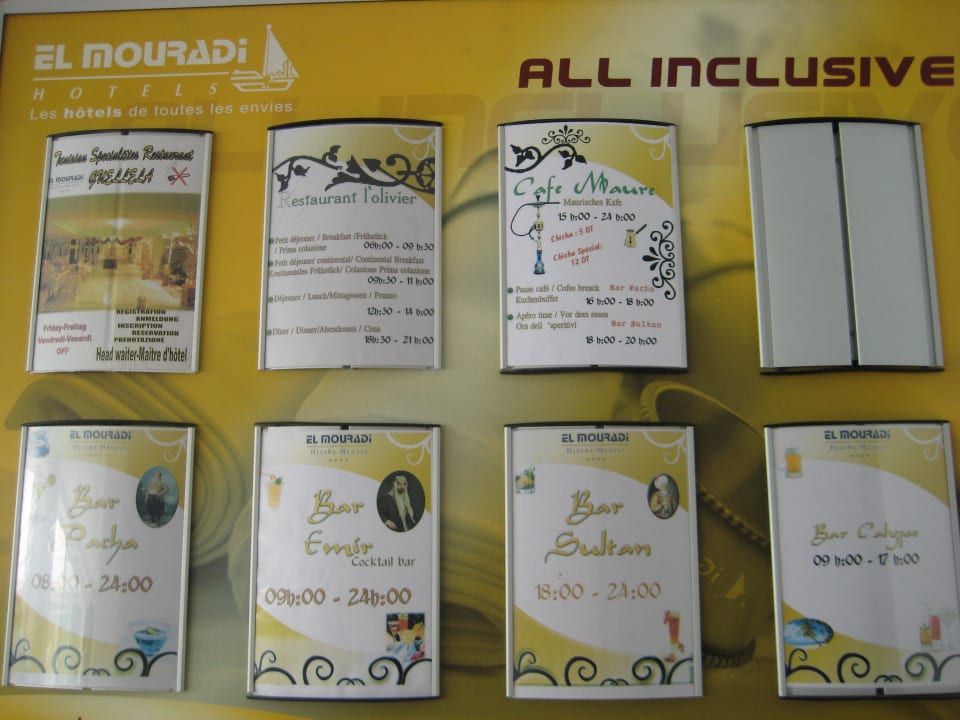 Essensplan Hotel El Mouradi Djerba Menzel