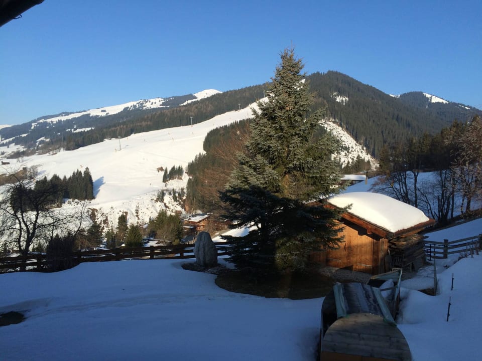 Baerenalm in der Morgensonne vom Bett aus :-) Landhaus Saalbach