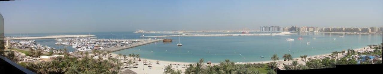 Panorama vom Balkon Richtung Palme Le Meridien Mina Seyahi Beach Resort & Waterpark