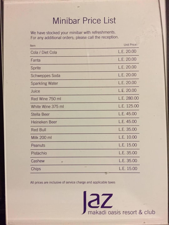 Preise Minibar Jaz Makadi Oasis Resort