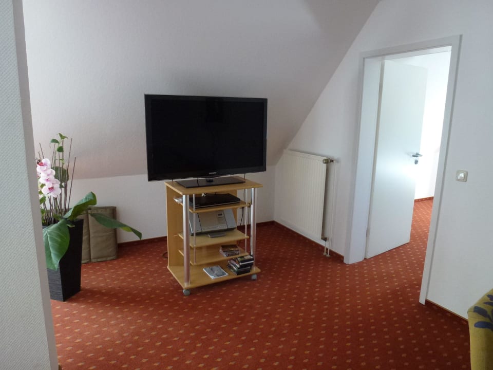 TV-Gerät im Wohnraum Hotel Am Braunen Hirsch