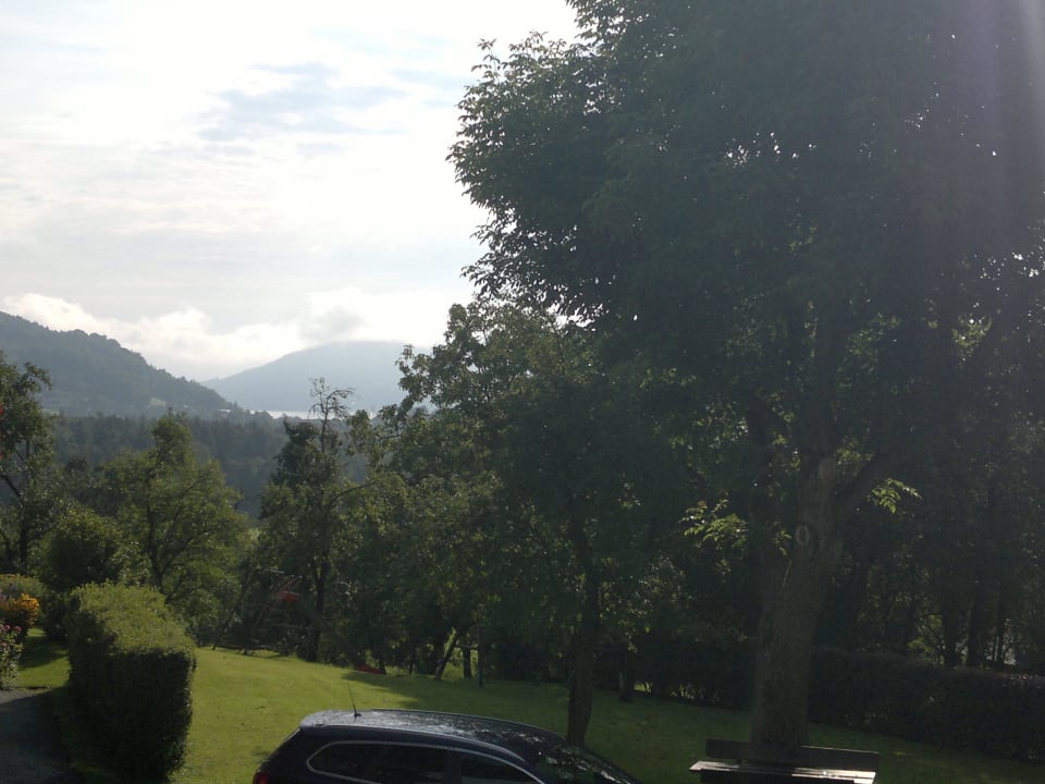 Blick vom Balkon der Ferienwohnung im Hauptgebäude Gasthof Hemetsberger