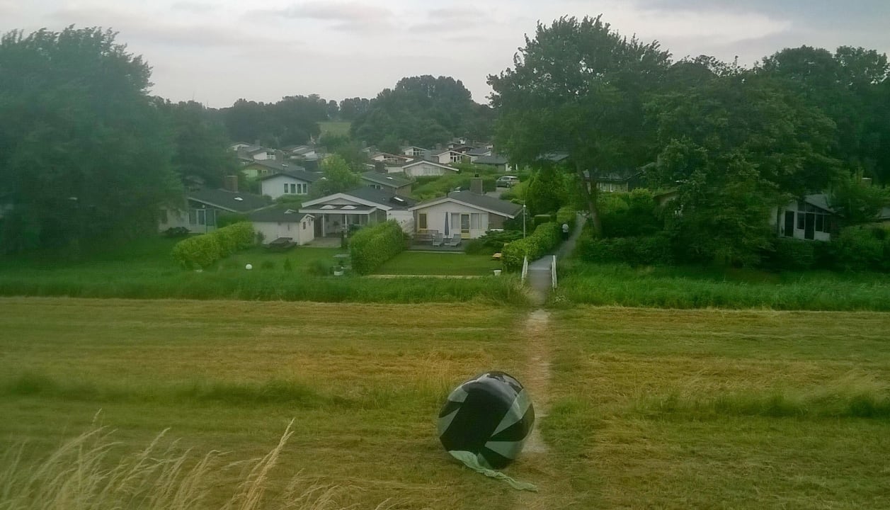 Blick vom Deich auf den Park Het Grootslag Vakantiepark