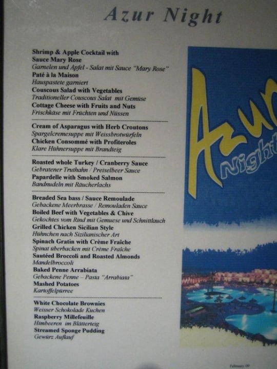 Speisekarte Giftun Azur Resort