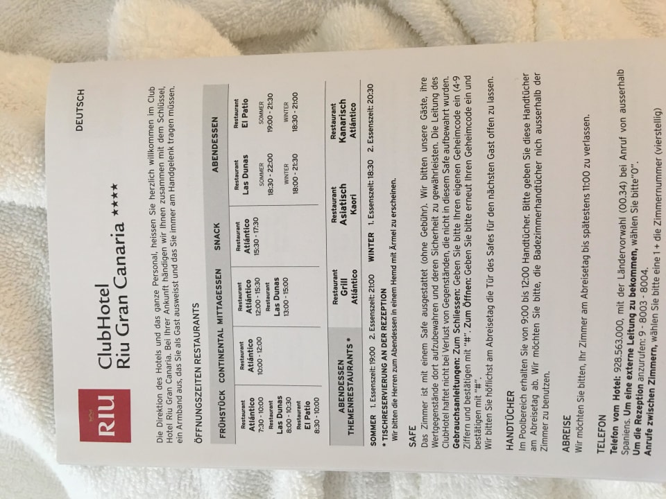 Infoflyer Hotel Riu Gran Canaria