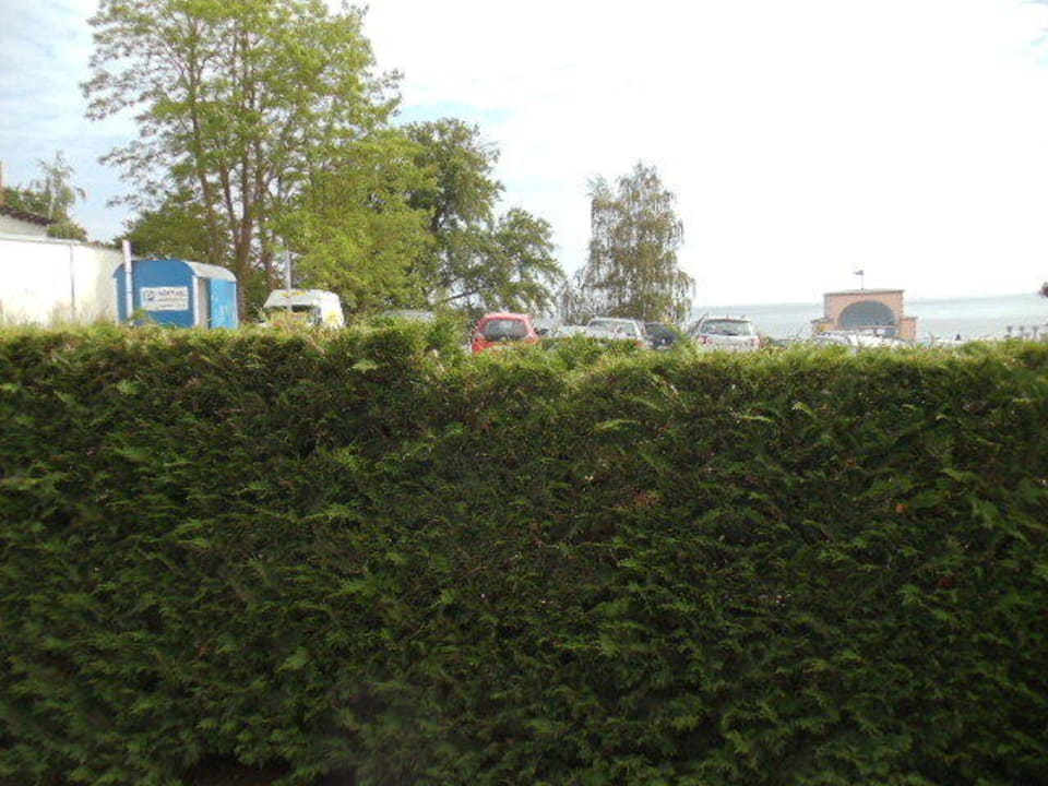 Parkplatz gegenüber Terrasse Ferienwohnung Bansin Regina Maris