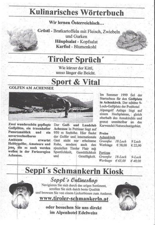 2. Seite der Morgenpost Alpenhotel Edelweiss