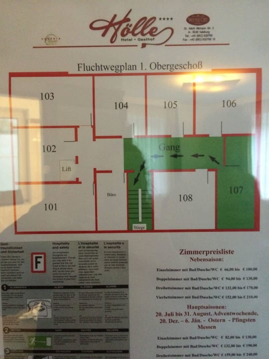 Fluchtweg Beschreibung Austria Classic Hotel Hölle
