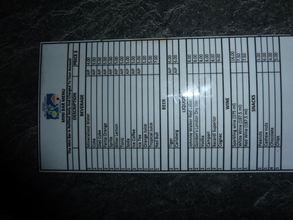 Minibar Preise Meeru Maldives Resort Island