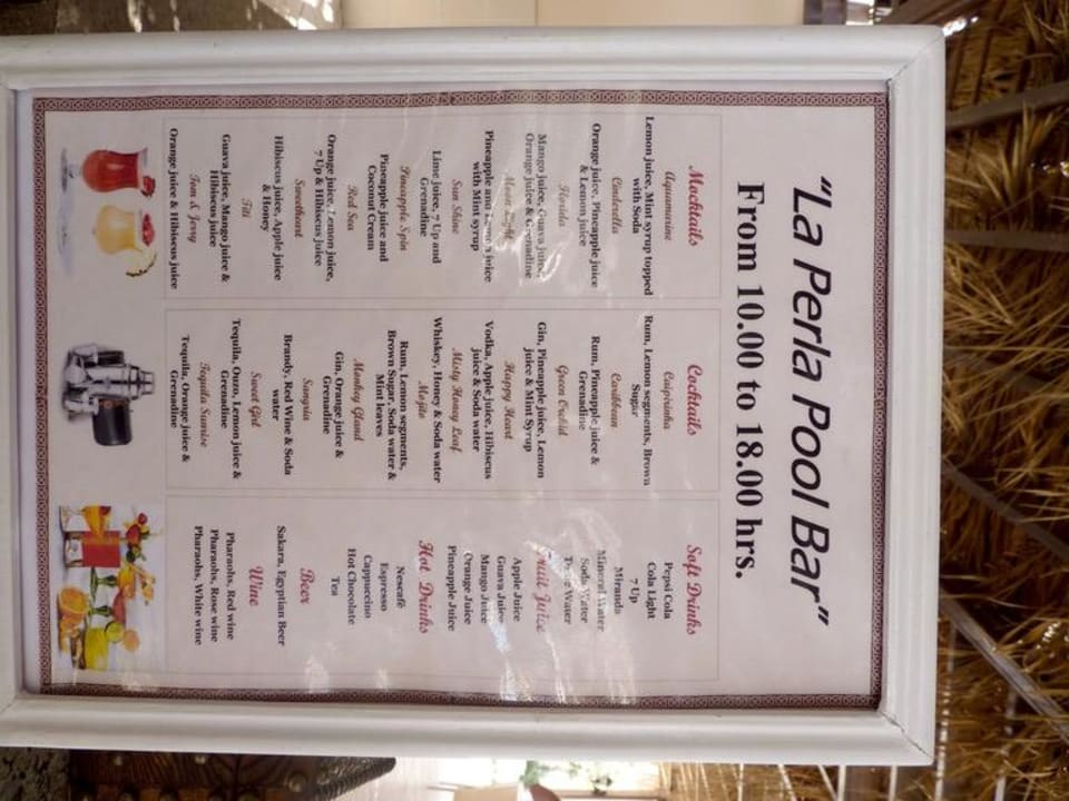 Karta koktajli w All JAZ Aquamarine Resort