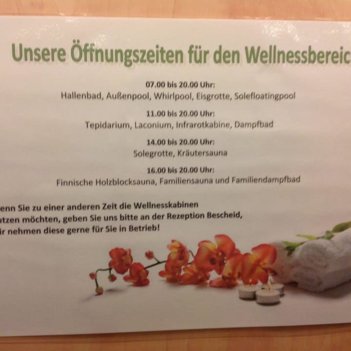 Öffnungszeiten Wellnessbereich Wellnesshotel Eggerwirt