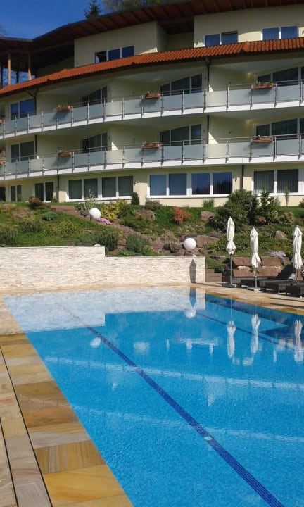 Außenpool mit Blick auf den Adlerhorst Naturparkhotel Adler