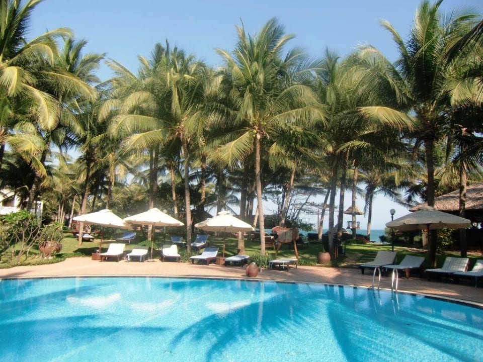 Pool, Bar rechts, Meer dahinter Saigon Mui Ne Resort