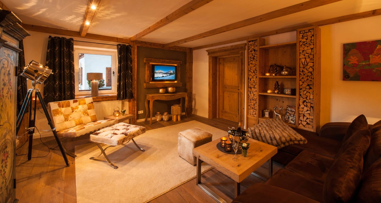 Chalet mit Balkon Wohnzimmer Ferienhaus Das Bucher