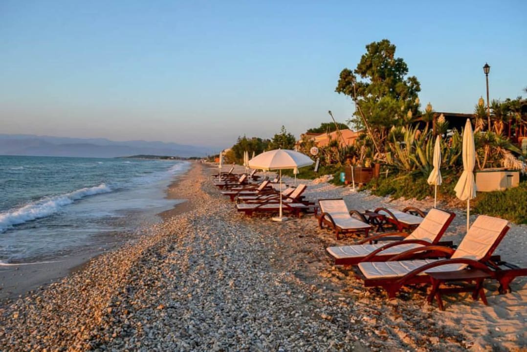 Sunbeds on the beach Tassos Apartments