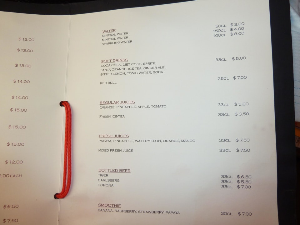 In Room Service Karte Meeru Maldives Resort Island