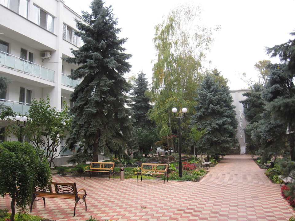 Gartenanlage vor Hoteleingang Hotel Vele Rosso