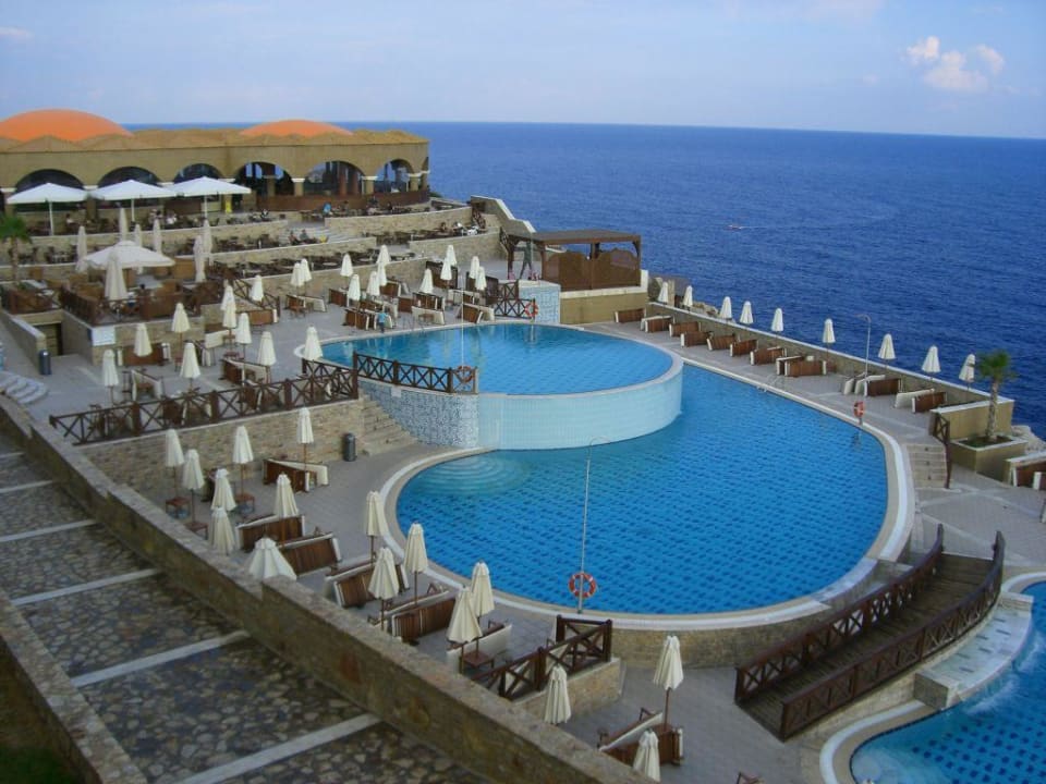 Pool mit Freiluftrestauant Hotel Kalithea Horizon Royal