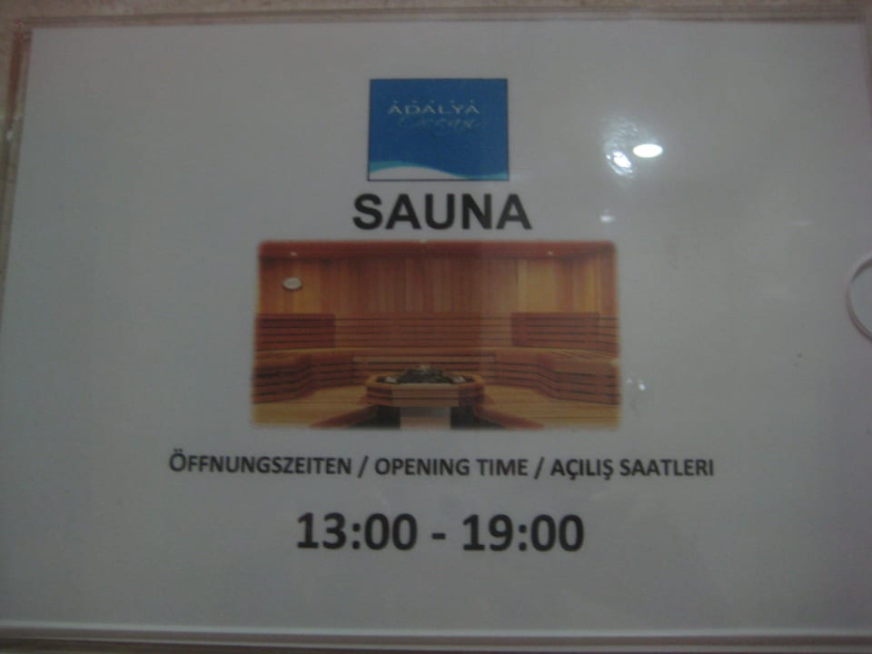Öffnungszeit der Sauna Adalya Ocean Deluxe