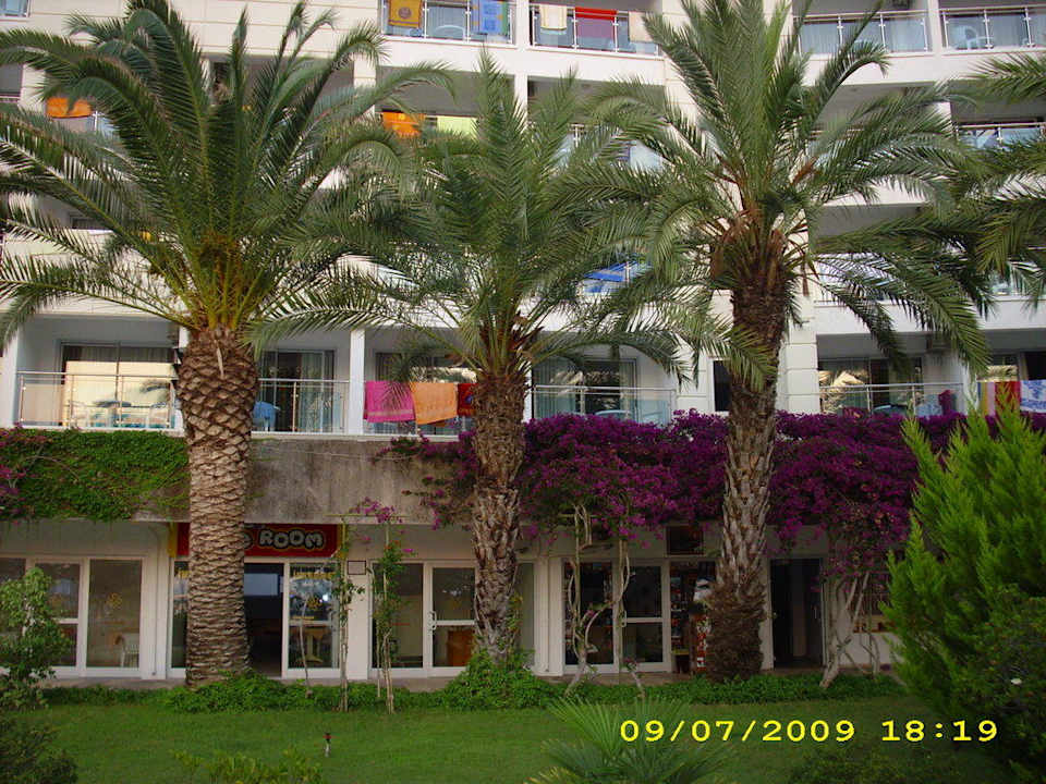 Oben die Zimmer und unten Geschäfte etc. Top Hotel