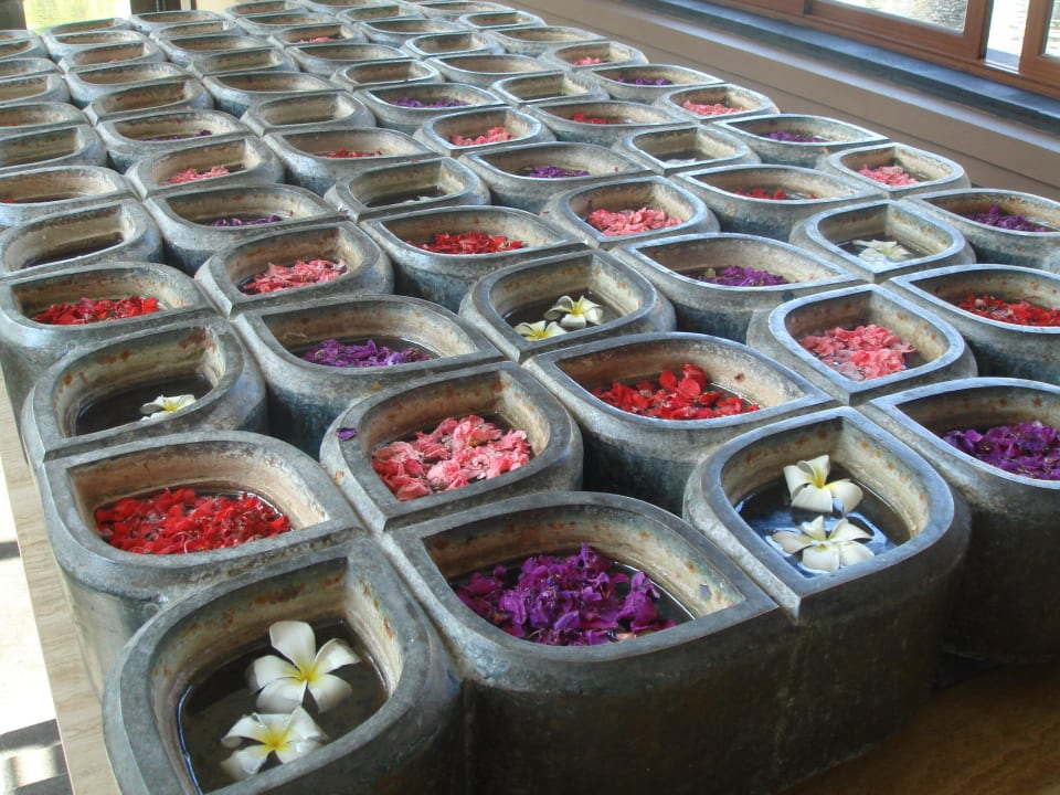 Nice flower arrangements in the lobby The St. Regis Bali Resort